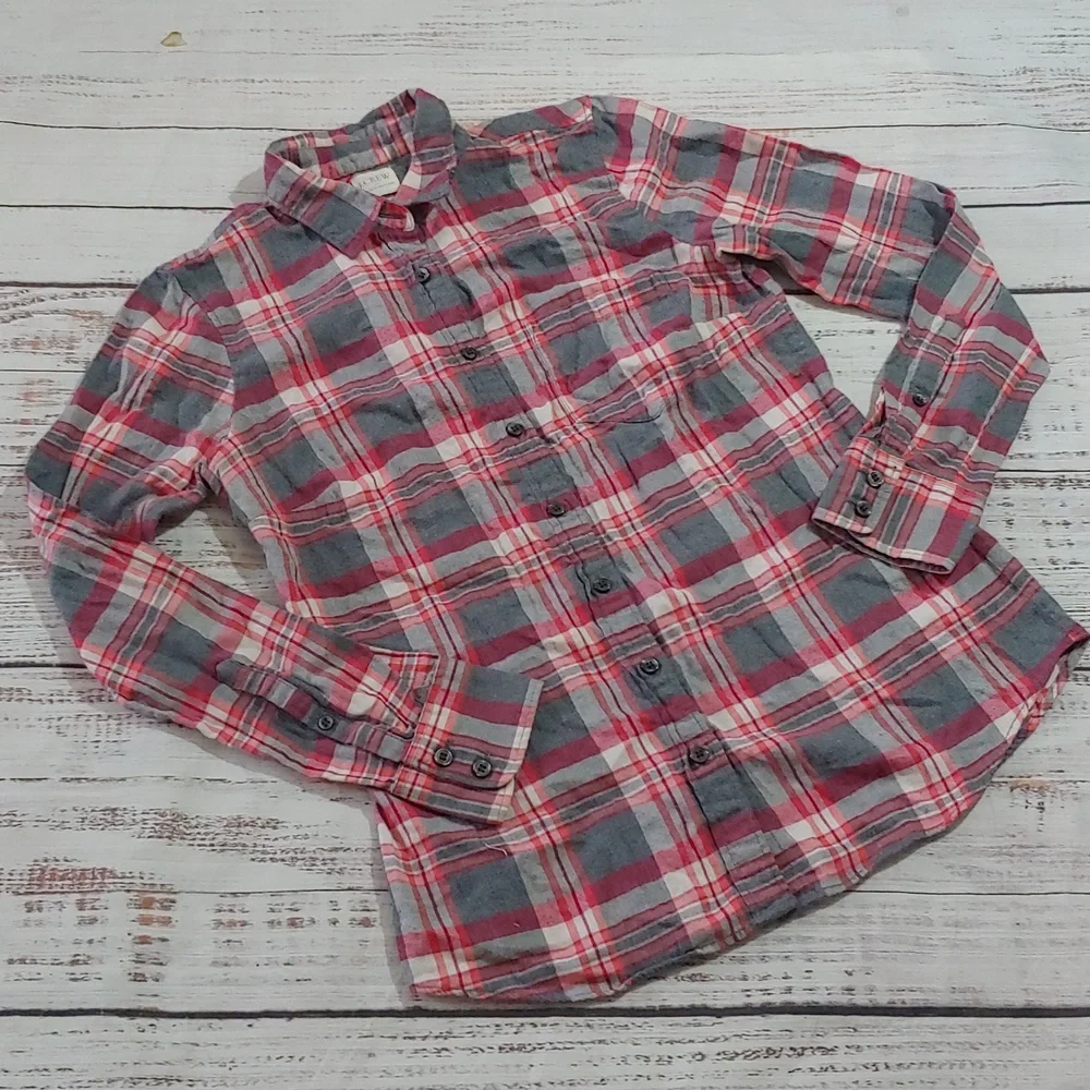 VINTAGE LABEL J. CREW PLAID FLANNEL BUTTON DOWN